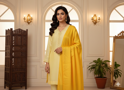 Bright Yellow Plain Malai Satin Fabric