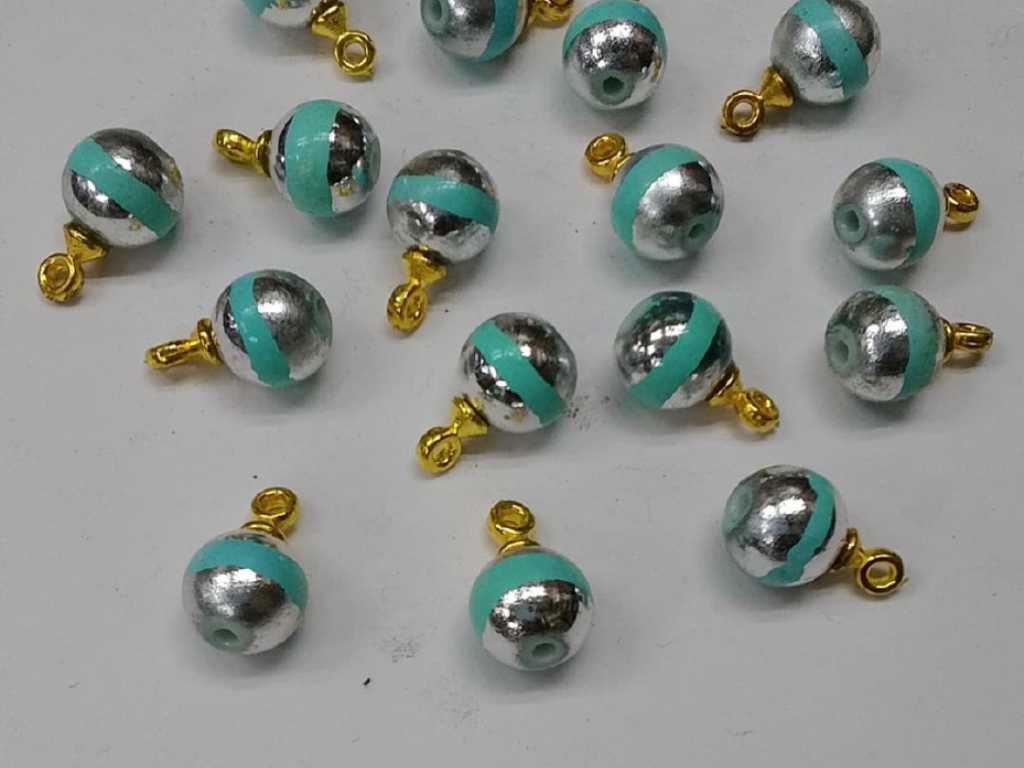 Light Blue & Silver Plastic Loreal Beads