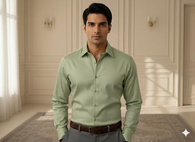 प्राकृतिक हरा सादा ग्लेज्ड कॉटन कपड़ा (थोक)