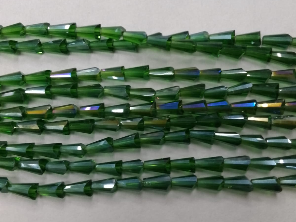 Deep Green Conical Crystal Glass Beads