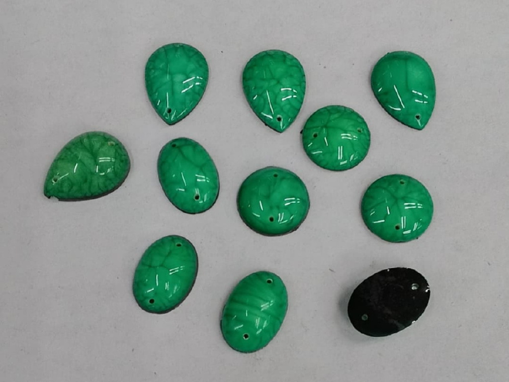 Green Designer Mix Shape 2 Hole Plastic Stone