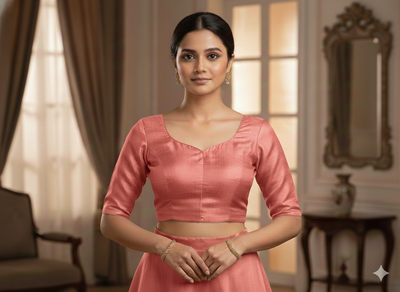 Peach Pink Plain Bangalore Raw Silk Fabric  (Wholesale)