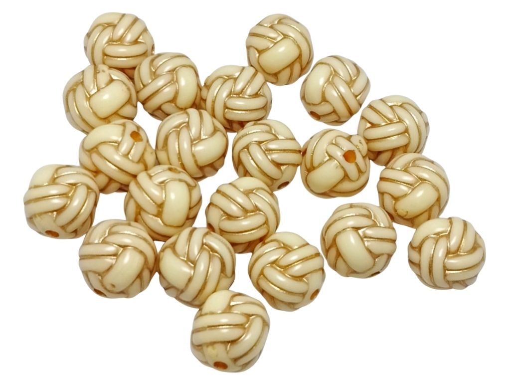 Off White Spherical Plastic Matte Finish Beads