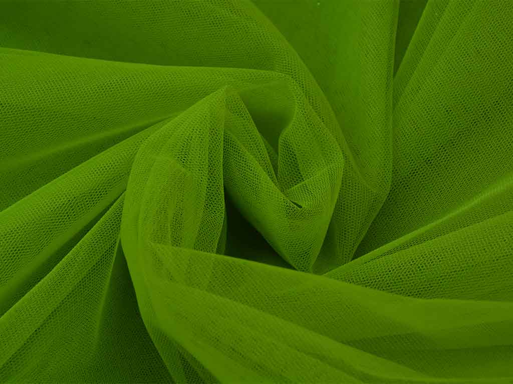 Parrot Green Plain Net Fabric