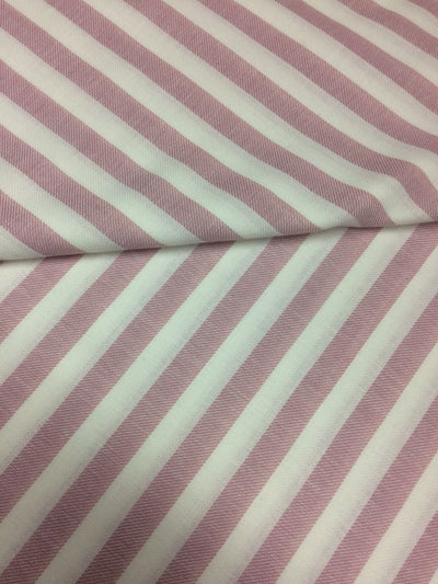 Pink & White Stripes Yarn Dyed Cotton Fabric