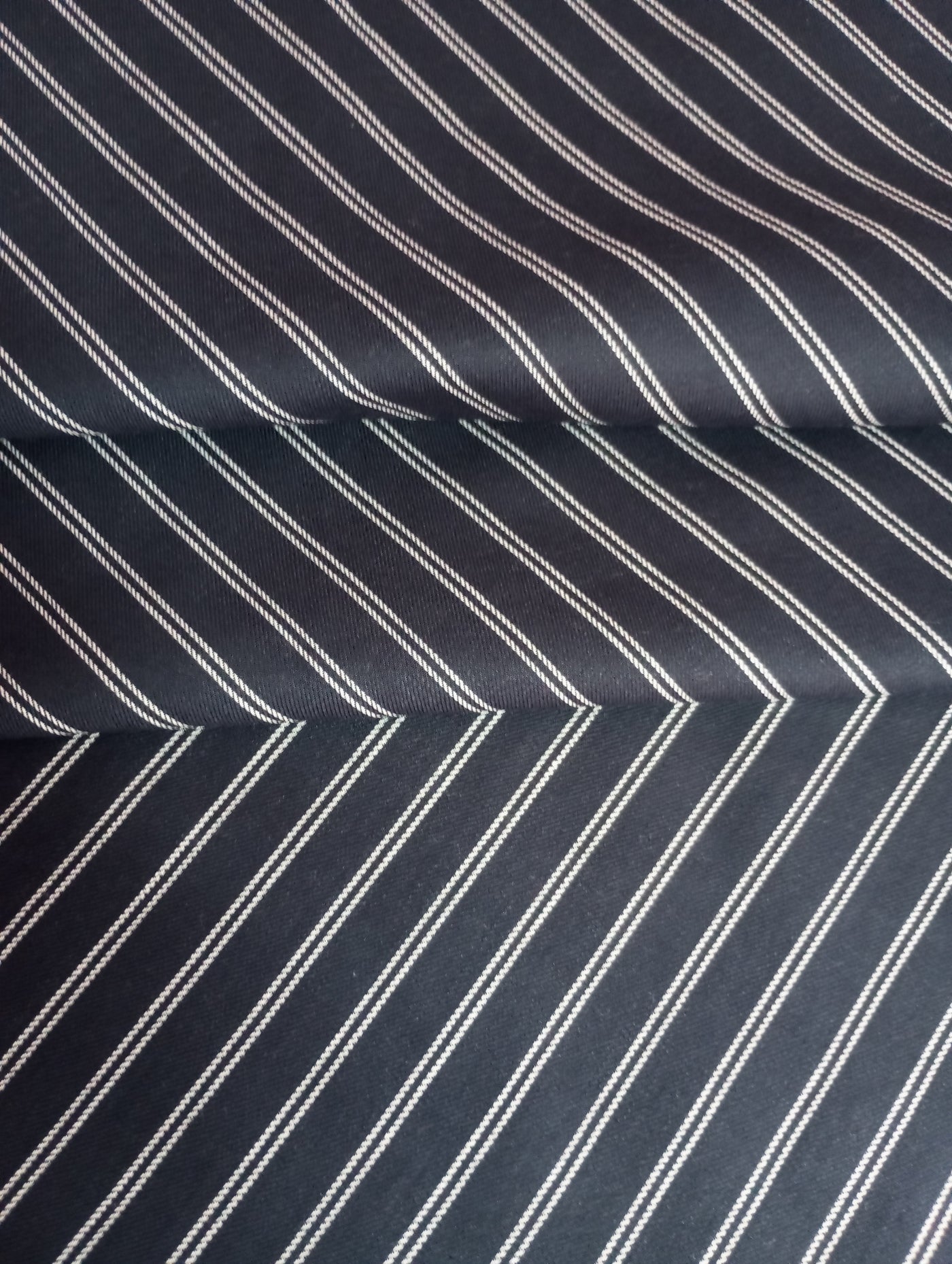 Navy Blue & White Stripes Drill Cotton Yarn Dyed Fabric