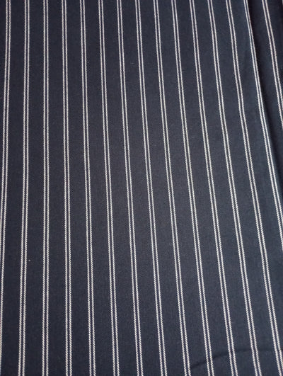 Navy Blue & White Stripes Drill Cotton Yarn Dyed Fabric