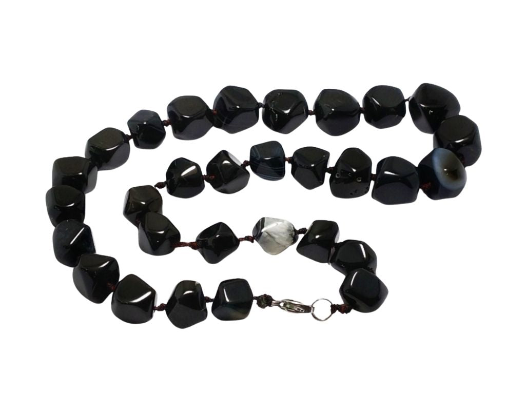 Black Irregular Multiple Sized Natural Stone Beads