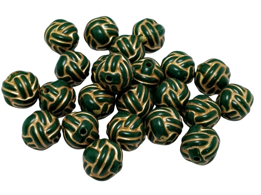 Dark Green Spherical Plastic Matte Finish Beads