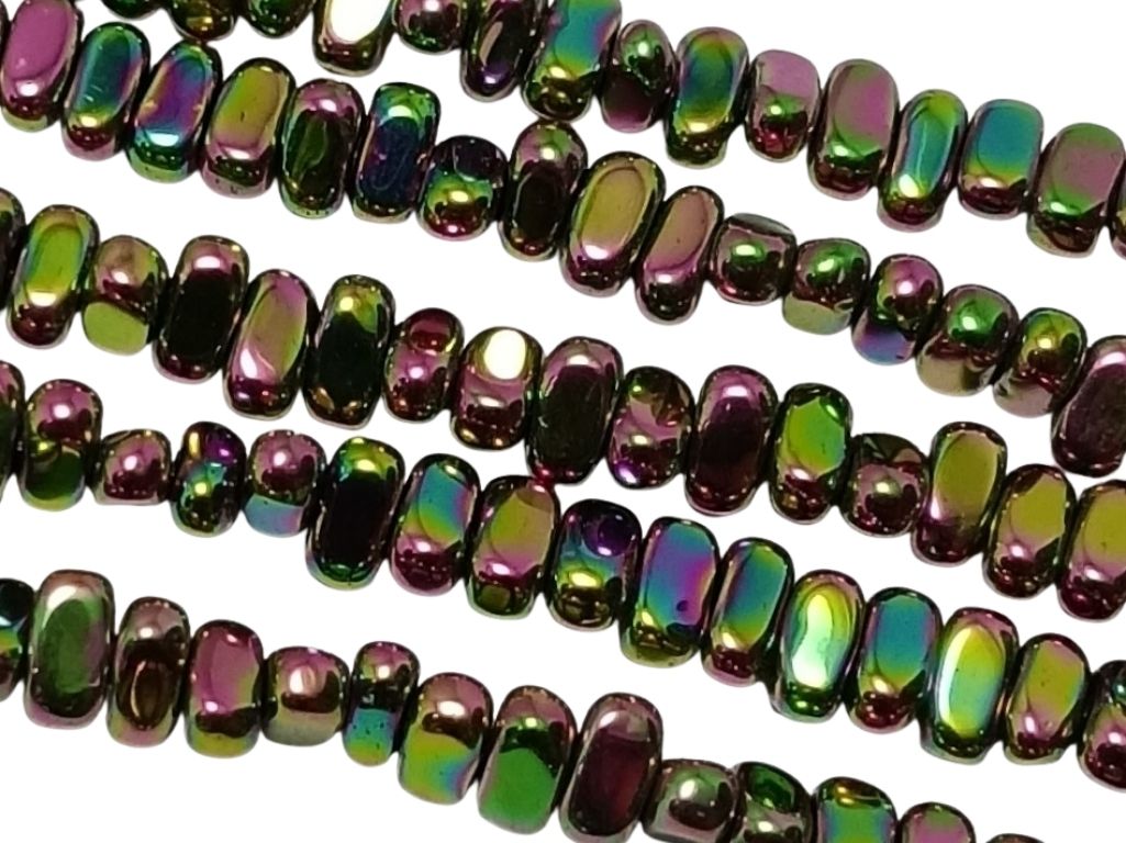 Metallic Multicolour Oblong Haemetite Metal Beads