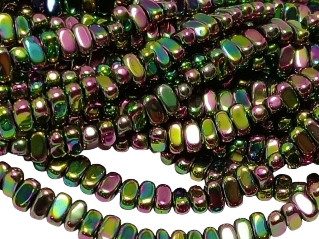 Metallic Multicolour Oblong Haemetite Metal Beads