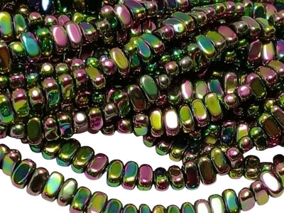Metallic Multicolour Oblong Haemetite Metal Beads
