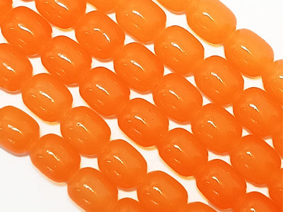 Orange Cylindrical Glossy Glass Beads