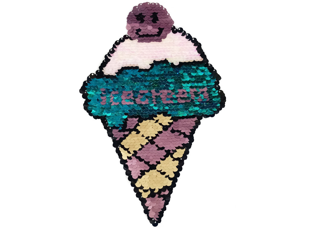 Multicolor Ice Cream Reversible Sequins Motifs