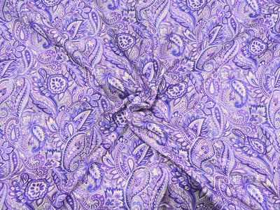 Purple 100 % Pure Cotton Chikan Embroidered Fabric