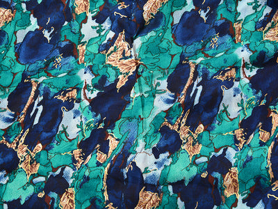 Blue Abstract Digital Print Cotton Rayon Fabric