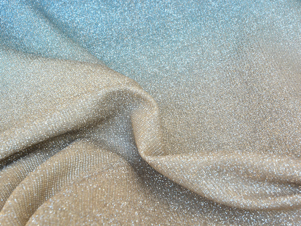 Turquoise Blue & Golden Multi Shade Plain Shimmer Bonding Fabric