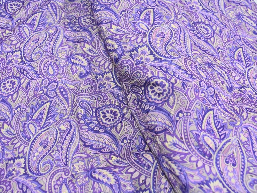Purple 100 % Pure Cotton Chikan Embroidered Fabric