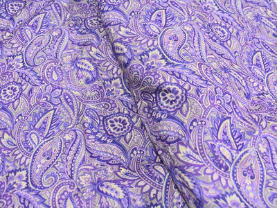 Purple 100 % Pure Cotton Chikan Embroidered Fabric