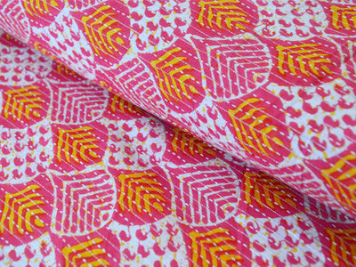 Pink Floral Pure Cotton Kantha Fabric