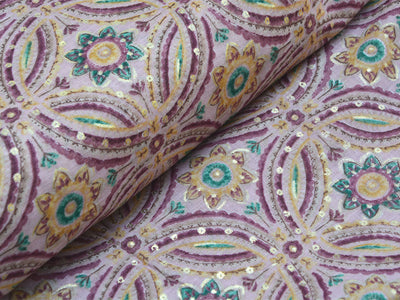 Purple Traditional Print Pure Mul Mul Cotton Fabrics