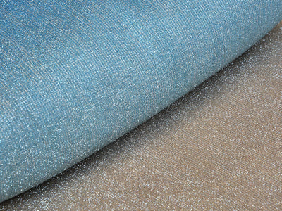 Turquoise Blue & Golden Multi Shade Plain Shimmer Bonding Fabric