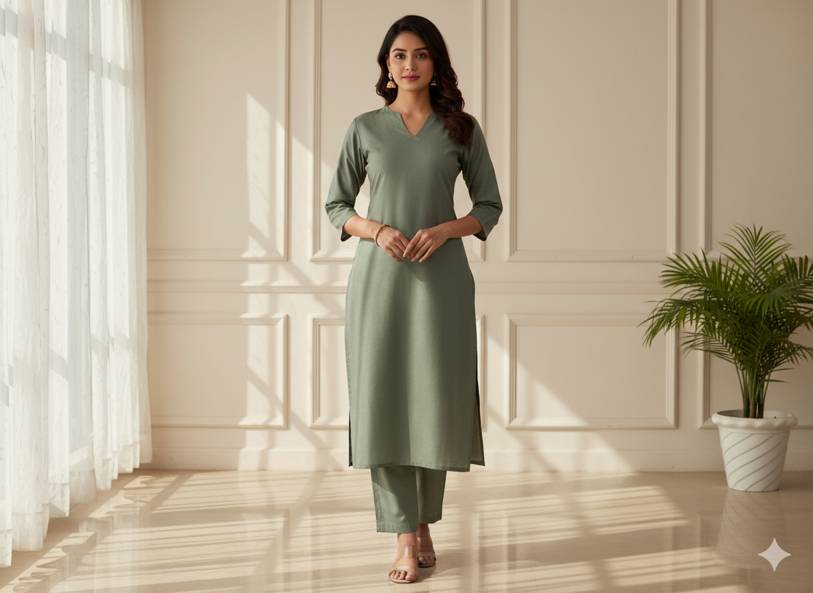 चमकीला हरा सादा ग्लेज्ड कॉटन कपड़ा (थोक)