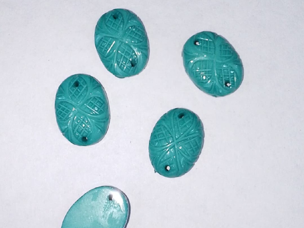 Blue Designer Oval 2 Hole Plastic Stones