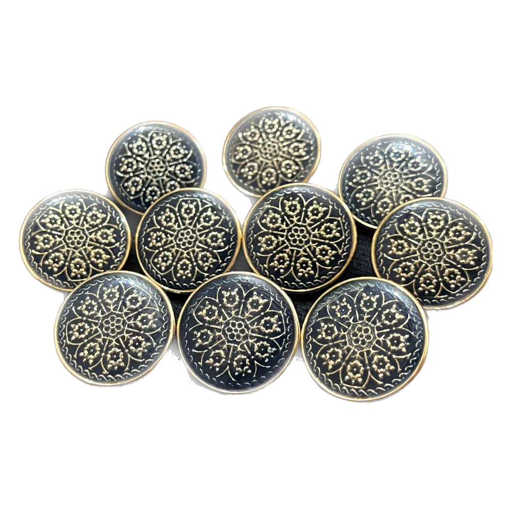 Blue & Golden Circular Designer Metal Buttons