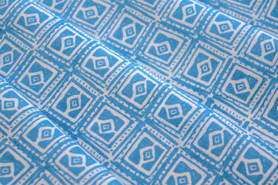 Light Blue Traditional Printed Pure Cotton Fabric