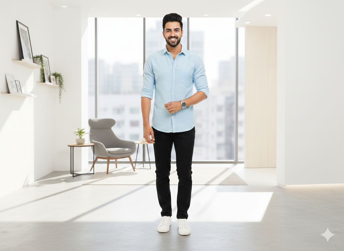 बेबी ब्लू कॉटन लिनन फ़ैब्रिक