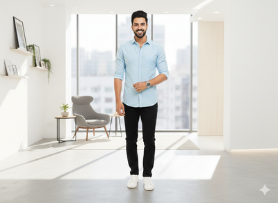 बेबी ब्लू कॉटन लिनन फ़ैब्रिक