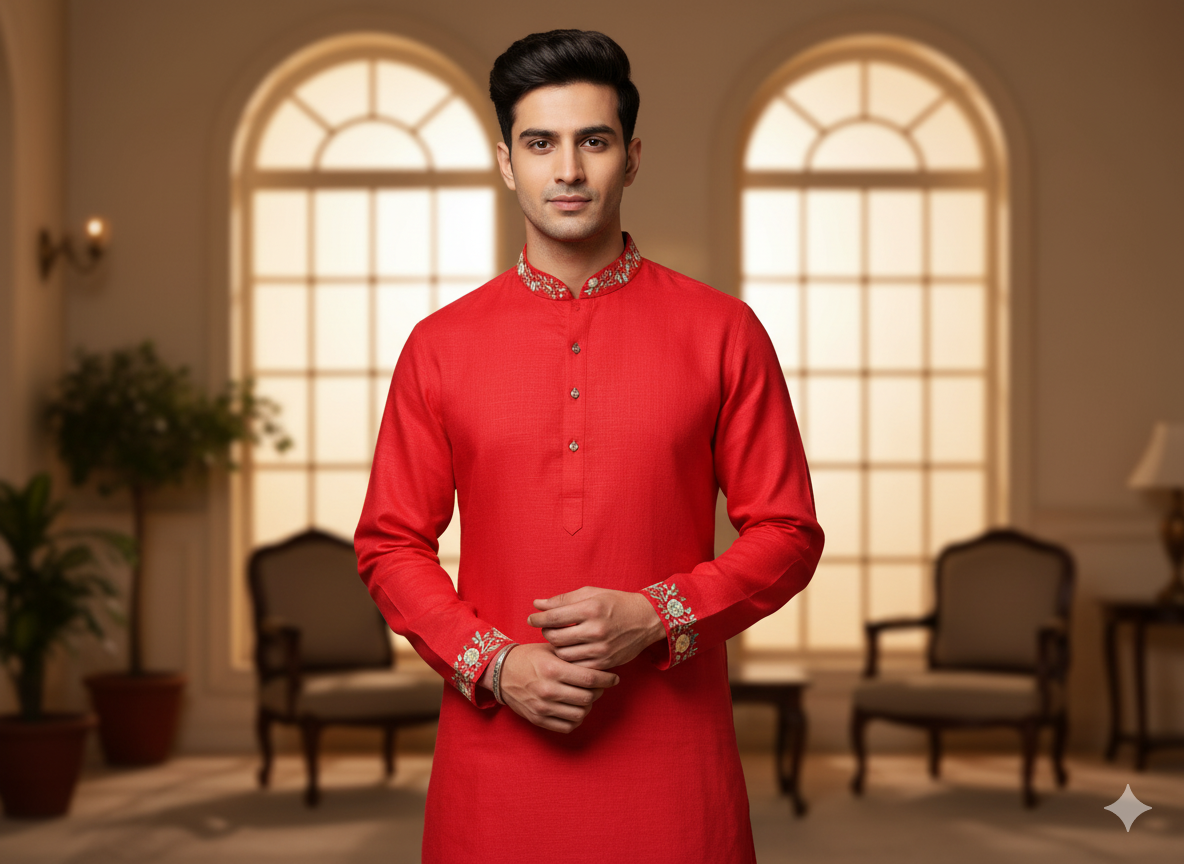 Precut of Blood Red Pure Linen Fabric - 60 Lea