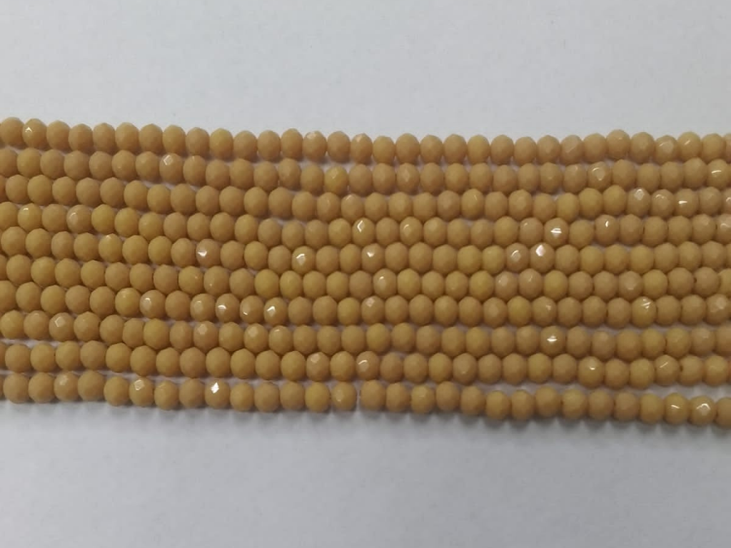 Beige Tyre Crystal Glass Beads