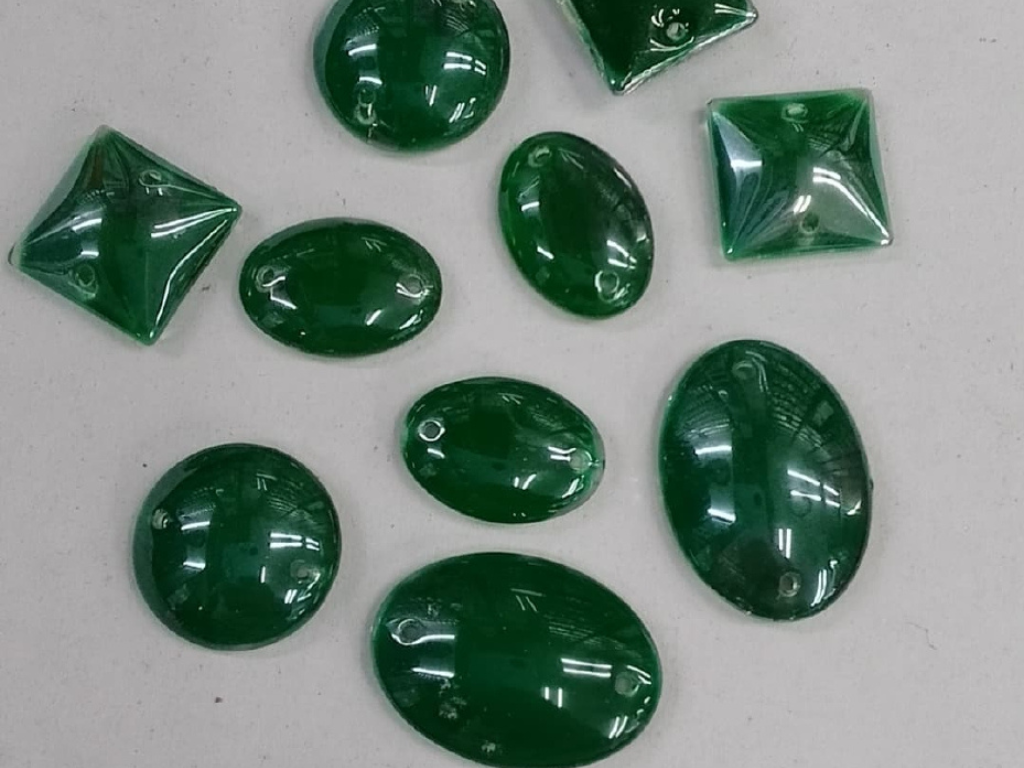 Dark Green Assorted 2 Hole Glass Stones