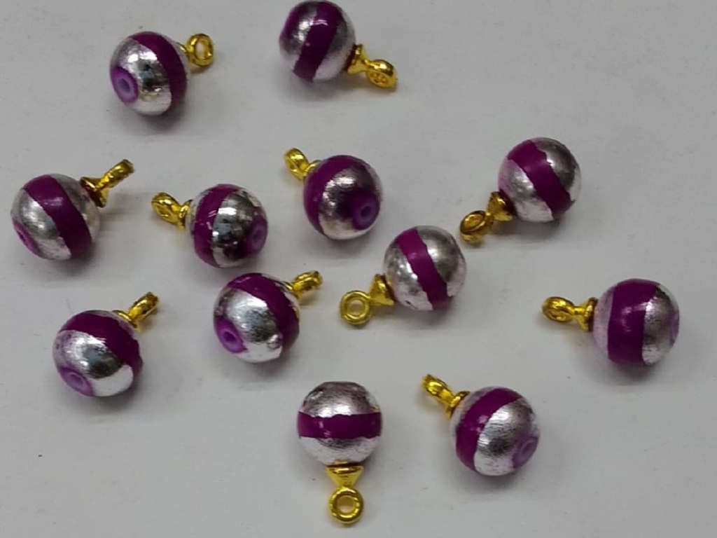 Purple & Silver Designer Plastic Loreal Beads