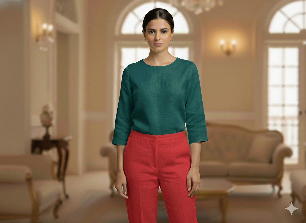 Precut of Blood Red Pure Linen Fabric - 60 Lea