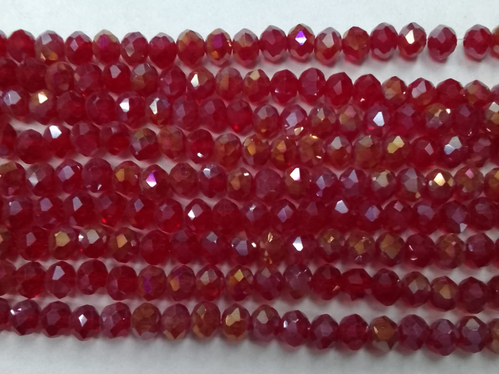 Deep Red Tyre Crystal Glass Beads