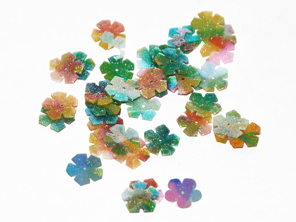 Green Rainbow Flower Shimmer Sequins