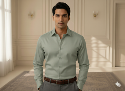 चमकीला हरा सादा ग्लेज्ड कॉटन कपड़ा (थोक)