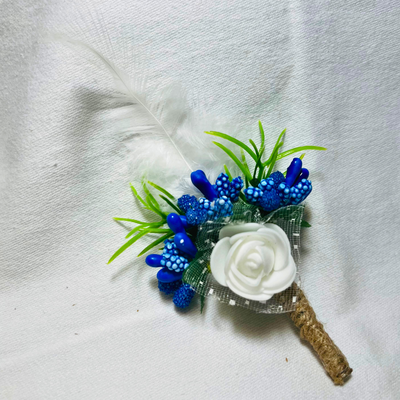 Multicolor Faux Feather Flower Brooch