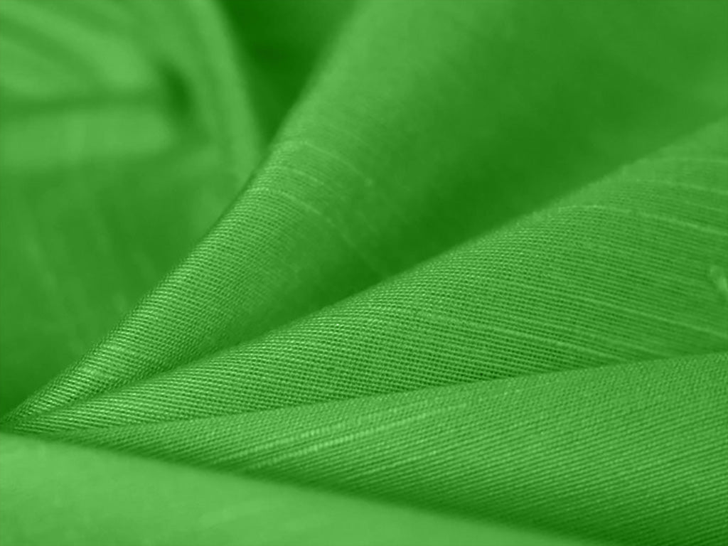 Parrot Green Plain Bangalore Raw Silk Fabric  (Wholesale)