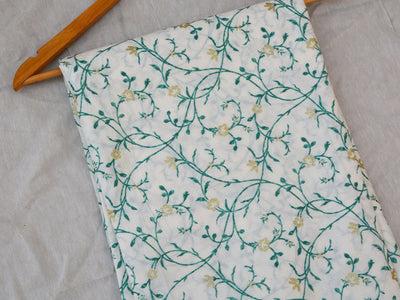 White Color Floral Pure Mul Mul Cotton Fabrics