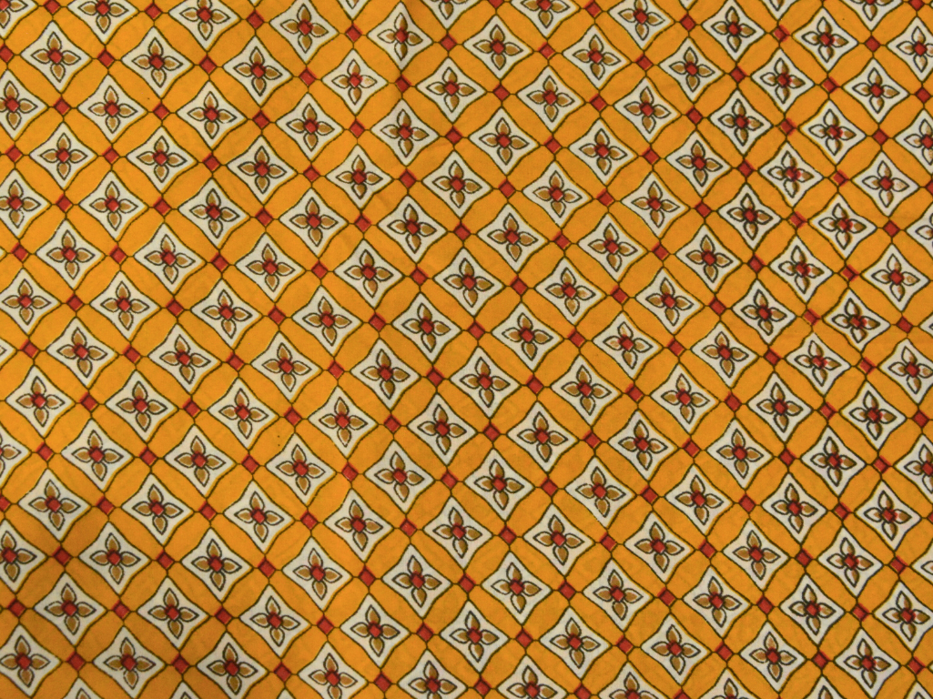 Mango Yellow Diamond Digitally Printed Butter Crepe Fabric