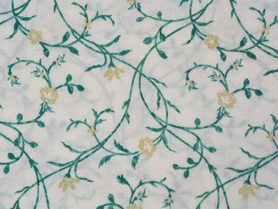 White Color Floral Pure Mul Mul Cotton Fabrics