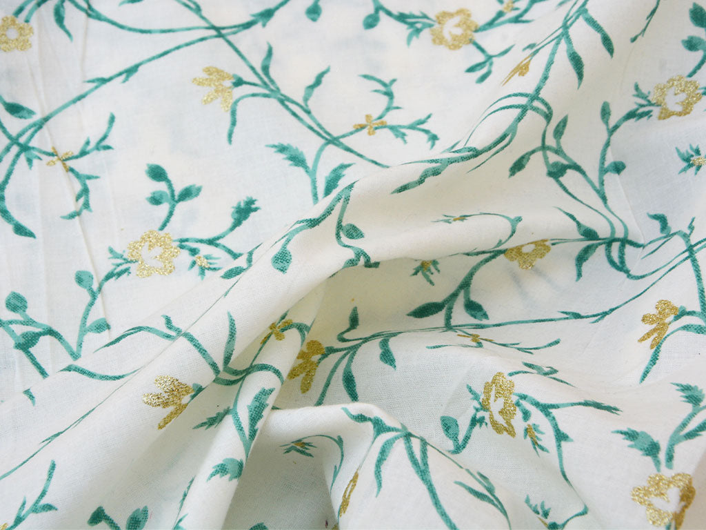 White Color Floral Pure Mul Mul Cotton Fabrics