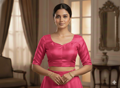 Hot Pink Plain Bangalore Raw Silk Fabric  (Wholesale)