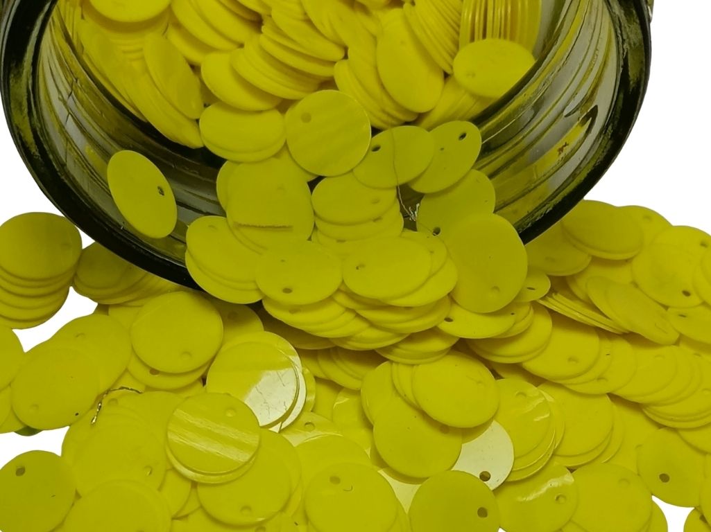 Lemon Yellow Circular One Hole Plastic Sequins
