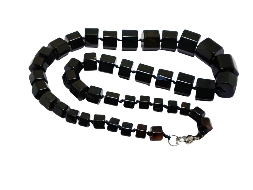 Black Haxagon Multiple Sized Natural Stone Beads