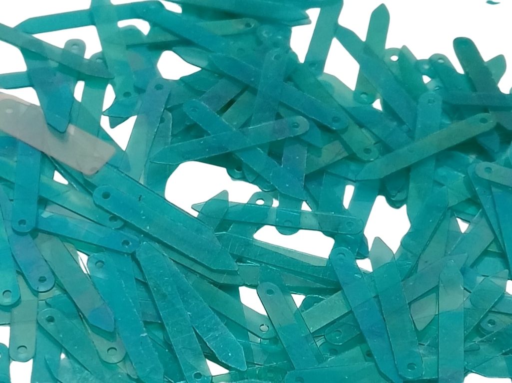 Teal Blue Elongated One Hole Plastic Sequins